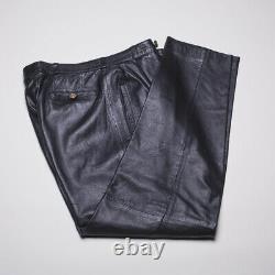 Gianni Versace Leather Pants Size 36 Black Pleated Vintage Moto Biker