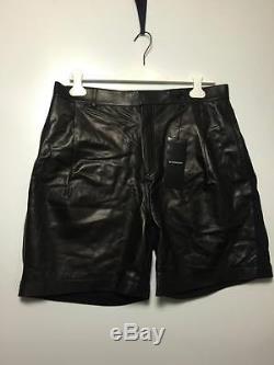 Givenchy Black Leather Nappa jersey Bermuda Shorts pants W34 Size XL