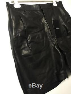 Givenchy Black Leather Nappa jersey Bermuda Shorts pants W34 Size XL