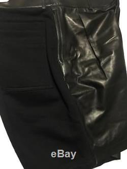 Givenchy Black Leather Nappa jersey Bermuda Shorts pants W34 Size XL