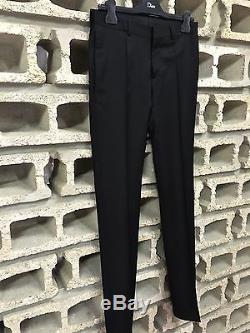 Great Dior Homme SS13 Solid Black Virgin Wool Slim Fit Dress Pants