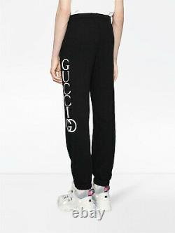 Gucci Men's Black Cotton Sweatpants with White Logo 2XL 497252 1082