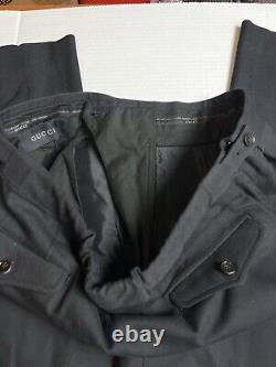 Gucci Men's Dress Pants Black Trousers Size 52 R Inseam 30 Luxury Silk Cotton