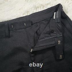 Gucci Mens Grey / Black Cord Cargo Trousers Size W32 L32 Slim Fit 100% Wool