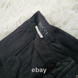 Gucci Mens Grey / Black Corduroy Cargo Trousers UK Size W32 L32 100% Wool