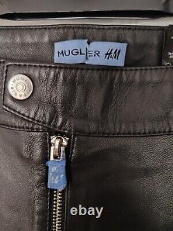 H&M Mugler HM Leather Bike Trousers EU 46 US 32R Black Bnwt Mens