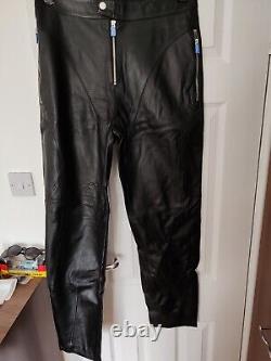 H&M Mugler HM Leather Bike Trousers EU 46 US 32R Black Bnwt Mens