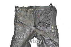 HEIN GERICKE Men's Leather Lace Up Biker Motorcycle Black Trousers Size W34 L31
