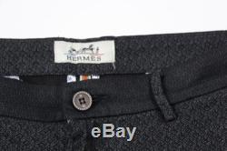 HERMES Mens Black Cotton Printed Pants Trousers Size 32 x 31 $680 Made in Italy