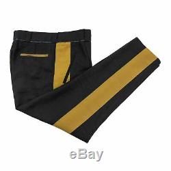 Haider Ackermann Black Gold Linen Mohair Grosgrain Side Stripe Pants 34W