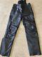 Harley Davidson Fxrg Leather Pants With Suspenders Armour Mens 38 Never Hemmed