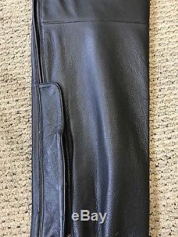 Harley Davidson FXRG Leather Pants With Suspenders Armour Mens 38 Never Hemmed