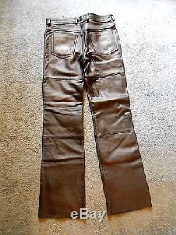 Hein Gericke Mens Black Leather Boot Cut Jeans Pants Size 34 Never Been Worn NOS