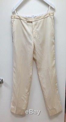 Helmut Lang Vintage Archives Italy Cream Tuxedo Pants Black Stripe 52 34 Waist