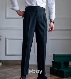 High Waist Gurkha British Style Naples Men Pants Straight Casual Retro Trousers