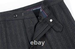 High Waist Wool Men Pants Classic Straight Loose Black Suit Pant Formal Trousers
