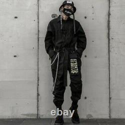 Hip Hop Streetwear Jumpsuits Embroidered Cargo Pants Long Sleeve Rompers Joggers
