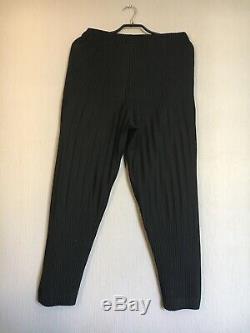 Homme Plisse Black Trousers Size 3 Pleats Please Mens Issey Miyake Straight Leg