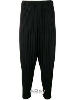 Homme Plisse Issey Miyake. Men's pleated tapered drop crotch trousers, Size 2