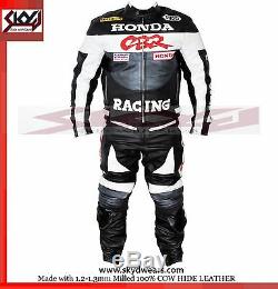 Honda CBR Gray/Black Racing Leather Motorcycle suit Jacket/trouser All Sizes