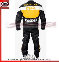 Honda CBR Yellowithblack Racing Leather Motorcycle suit Jacket/trouser and boots