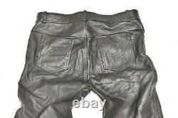 INDIAN ANGEL Men's Leather Biker Motorcycle Black Pants Trousers Size W36 L33