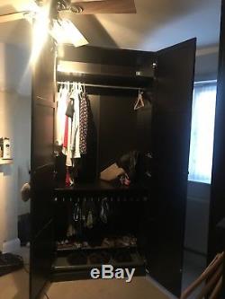 Ikea Pax Black / Brown Large Custom mens Wardrobe With Shoe & Trouser Rail