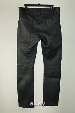 Insane Rare $1800 Helmut Lang Black Leather Moto Pants Lambskin Slim Size 34 Euc
