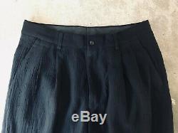 Issey Miyake Men Wide Leg Wrinkle Fabric Trousers in Black Size L/ XL
