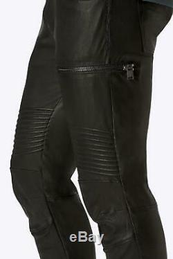 J Brand Men's Leather Pants Stretch Acrux Moto Slim Fit Black Skinny 33 $1600+