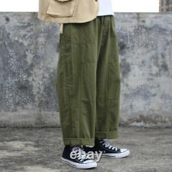 Japanese Mens Vintage Straight Loose Fit Cargo Pants Trousers Slacks Bottoms New