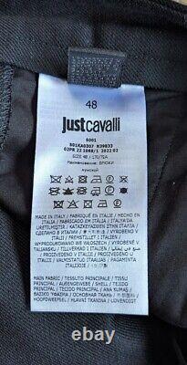 Just Cavalli stretch textured wool mix trousers, logo, cropped Made in Italy