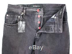 KITON Button-Fly Classic Five Pocket Stonewashed Black Denim Jeans 30 NWT $695