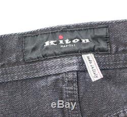 KITON Button-Fly Classic Five Pocket Stonewashed Black Denim Jeans 30 NWT $695