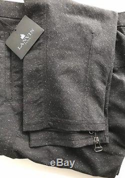 LANVIN Tapered Slub Wool and Silk-Blend Zip-cuff Trousers Size IT54 W38 RRP £415