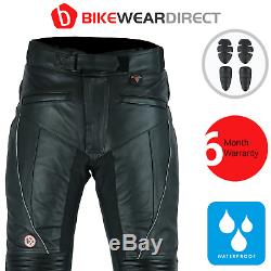 Leather Motorbike Motorcycle Trousers CE Armoured Biker Racing Waterproof Pants