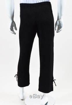 MENS J. W. Anderson NWT Black Wool Blend Ribbed Knit Lace Up Cropped Pants SZ L