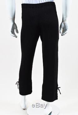 MENS J. W. Anderson NWT Black Wool Blend Ribbed Knit Lace Up Cropped Pants SZ M