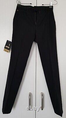 MEYER Stretch Slim Black Pima Luxury Cotton Chino Trousers Size W30 L31 BNWT