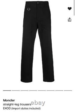 MONCLER Cargo Trousers Pantalone Sportivo Slim Fit Black 34 IT50