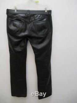 MR. S LEATHER San Francisco Black Leather Button Fly Pants Jeans Size 36 X 34