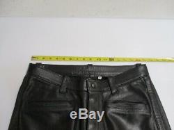 MR. S LEATHER San Francisco Black Leather Snap Front Pants Jeans Size 35 X 34