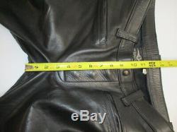 MR. S LEATHER San Francisco Black Leather Snap Front Pants Jeans Size 35 X 34