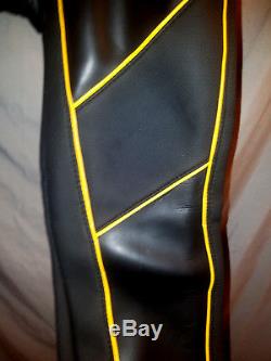 MR S. San Francisco Black/Yellow Rubber Fetish Bondage Pants Men's L