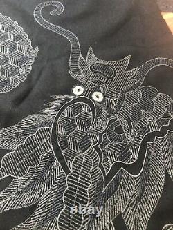 Maharishi Black Dragon Embroidered Formal Italian Wool Trousers XXL