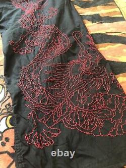 Maharishi Black Trousers With Red Embroidered Dragon XL