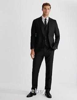 Marks Spencer M&s Autograph Tailored Fit Pure Wool Suit Trousers 34s Black Bnwt