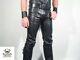 Men Genuine Black Leather Trousers / Pants Biker, Military Police Western Cowboy