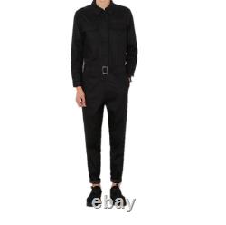 Men Korean Slim Fit Jumpsuit Overalls Long Sleeve Spring Casual Pants Trousers L