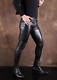 Men Sexy Club Leather Trousers Slim Fit Elastic Stretchy Casual Pants Slim Sz